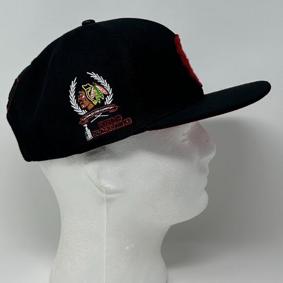 Chicago Blackhawks Hat Cap Pro Standard Stanley Cup Wool Blend Snapback Black - Picture 6 of 12
